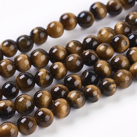 ARRICRAFT Natural Tiger Eye Beads Strands, Round, 4mm, Hole: 1mm, about 45pcs/strand, 8 inches