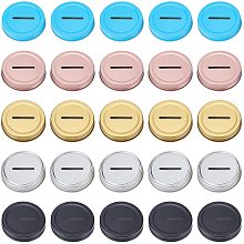 FINGERINSPIRE Tinplate Coin Slot Bank Lids, Mason Jar Lid, Mixed Color, 7.2x1.4cm; 5pcs/color, 5 colors, 25pcs/set