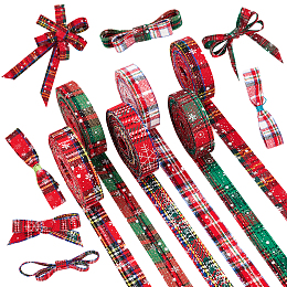 Arricraft Cotton Ribbon, for Hair Accessories Craft and Christmas Gift Wrapping, Christmas Themed Pattern, 1 inches(25mm); 6 patterns, 1m/pattern, 6m/set