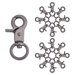 Zinc Alloy Swivel Lobster Claw Clasps, Swivel Snap Hook, Gunmetal, 47x22x7mm, Hole: 13x9mm, 16pcs/box