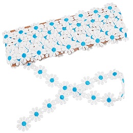 Gorgecraft Polyester Ribbon, for Curtain Lace Trimmings, Daisy, Sky Blue, 1 inches(25mm), about 5yards/card( 4.57m/card)