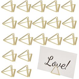 Olycraft Iron Message Clip, Memo Note Photo Stand Holder, Card Clips, For Wedding Decoration, Triangle, Golden, 21x24mm; 36pcs/box