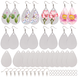 SUNNYCLUE DIY Earring Making, with Acrylic Big Pendants, Brass Earring Hooks, Iron Jump Rings, Teardrop, Platinum