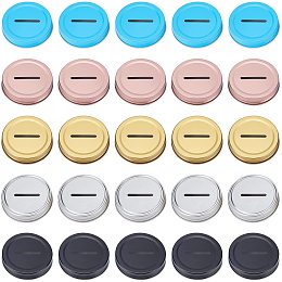 FINGERINSPIRE Tinplate Coin Slot Bank Lids, Mason Jar Lid, Mixed Color, 7.2x1.4cm; 5pcs/color, 5 colors, 25pcs/set