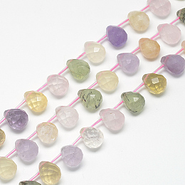 Arricraft Natural Quartz Beads Strands, Faceted Teardrop, 13~14x10~11mm, Hole: 1mm, about 28pcs/strand, 15.7 inches