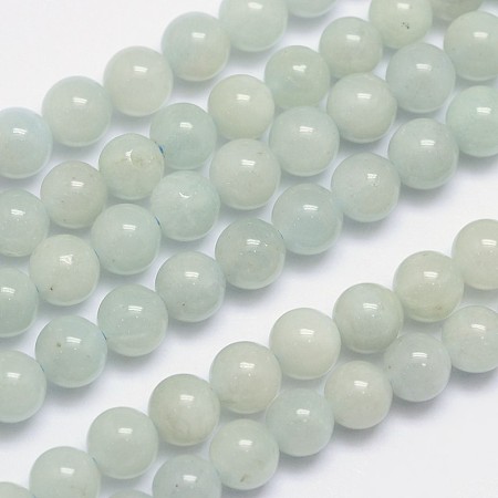 ARRICRAFT Natural Aquamarine Round Bead Strands, 8mm, Hole: 1mm, about 49pcs/strand, 15.5 inches
