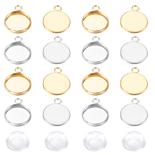 Unicraftale DIY Pendant Making Kits, with 304 Stainless Steel Pendant Cabochon Settings and Transparent Glass Cabochons, Golden & Stainless Steel Color, Cabochon Settings: tray: 12mm; 18x14x2mm, hole: 2mm, 40pcs/set