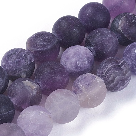 Arricraft Natural Fluorite Beads Strands, Frosted, Round, 8mm, Hole: 1mm, about 48~49pcs/strand, 14.9~15.1 inches(38~38.5cm)