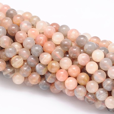 Arricraft Round Natural Sunstone Beads Strands, 6mm, Hole: 1mm, about 65pcs/strand, 16 inches