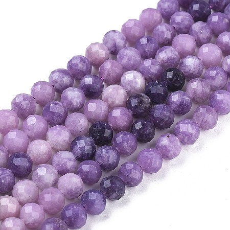 ARRICRAFT Natural Sugilite Beads Strands, Gradient Style, Round, Faceted, 6mm, Hole: 1mm, about 65pcs/strand, 14.96 inches(38cm)