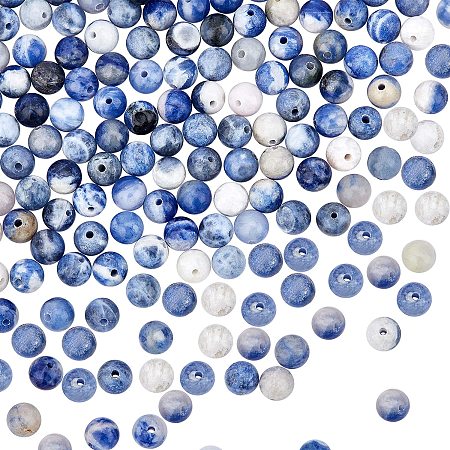 Olycraft Natural Sodalite Round Bead Strands, 6~6.5mm, Hole: 1mm; about 63pcs/strand, 15.5 inches