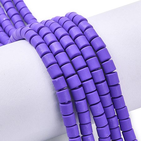 ARRICRAFT Handmade Polymer Clay Bead Strands, Column, Blue Violet, 6.5x6mm, Hole: 1.2mm, about 61pcs/strand, 15.75 inches(40cm)