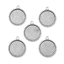 ARRICRAFT 10pcs Antique Silver Flat Round Tibetan Style Alloy Pendant Cabochon Bezel Settings Charm Blanks for Jewelry Making (25mm)