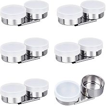 FINGERINSPIRE Stainless Steel Oil Painting Cup, Double/Single Dipper Palettes Container Cup, for Drawing, with Plastic Lid, Stainless Steel Color, 9.6x4.35x2.6cm; Inner Diameter: 3.65cm