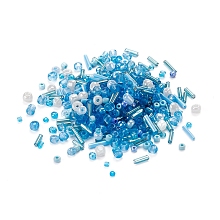 Honeyhandy Glass Seed Beads, Mixed Style, Mixed Shapes, Dodger Blue, 1~7x2~4mm, Hole: 0.7~1mm