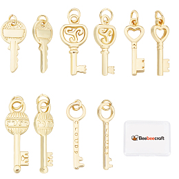 Beebeecraft 20Pcs 5 Style Key Charms 18K Gold Plated Skeleton Key Set Charms Pendants Craft Supplies for DIY Bracelet Jewelry Finding Making