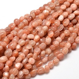 Arricraft Natural Sunstone Nuggets Beads Strands, Dyed, 5~10x6~7x3~7mm, hole: 1mm, about 14.9 inches~15.7 inches