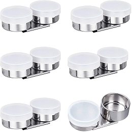 FINGERINSPIRE Stainless Steel Oil Painting Cup, Double/Single Dipper Palettes Container Cup, for Drawing, with Plastic Lid, Stainless Steel Color, 9.6x4.35x2.6cm; Inner Diameter: 3.65cm