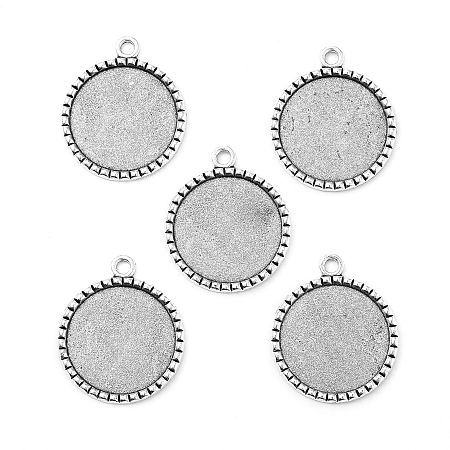 ARRICRAFT 10pcs Antique Silver Flat Round Tibetan Style Alloy Pendant Cabochon Bezel Settings Charm Blanks for Jewelry Making (25mm)