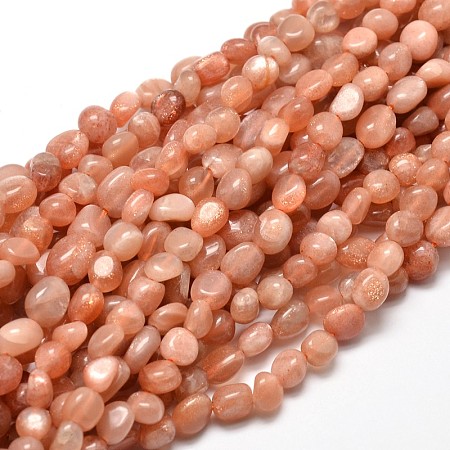 Arricraft Natural Sunstone Nuggets Beads Strands, Dyed, 5~10x6~7x3~7mm, hole: 1mm, about 14.9 inches~15.7 inches