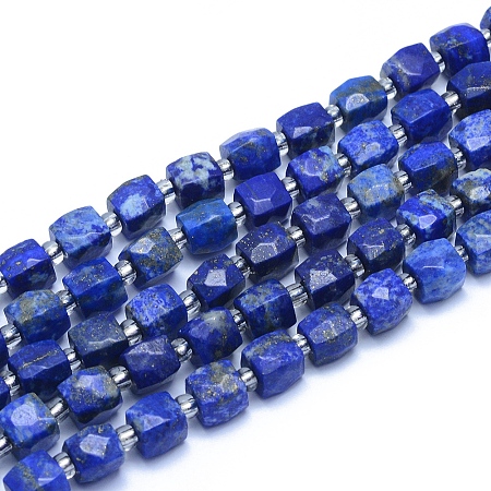 Arricraft Natural Lapis Lazuli Beads Strands, Faceted, Cube, 7.5~9x7.5~9x7.5~9mm, Hole: 0.8mm, about 37pcs/strand, 15.35 inches(39cm)