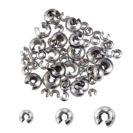 304 Stainless Steel Crimp Beads Covers, Stainless Steel Color, 7.4x7.2x1.7cm