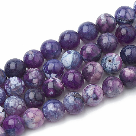 Arricraft Dyed Natural Crackle Agate Beads Strands, Round, Blue Violet, 8~8.5mm, Hole: 1mm, about 48pcs/strand, 15.1 inches
