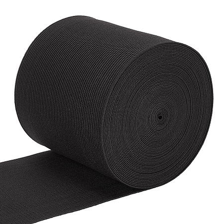 Flat Elastic Rubber Band, Webbing Garment Sewing Accessories, Black, 90mm; 8m/set