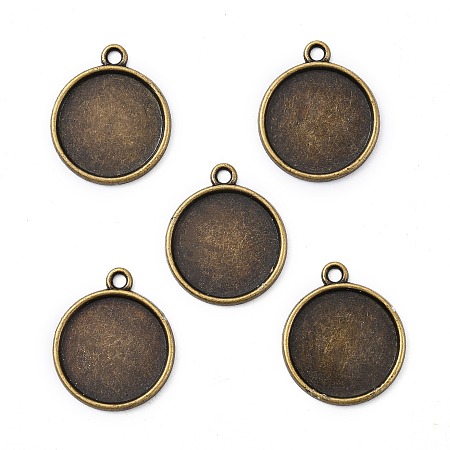 NBEADS 665pcs/kg Vintage Flat Round Alloy Antique Bronze Cabochon Settings for Crafting DIY Jewelry Making Accessories, Nickel Free, Tray: 16mm; 22x19x2mm, Hole: 1.5mm