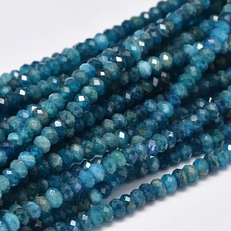 ARRICRAFT Faceted Rondelle Natural Apatite Bead Strands, 4x3mm, Hole: 1mm, about 156pcs/strand, 15.5 inches