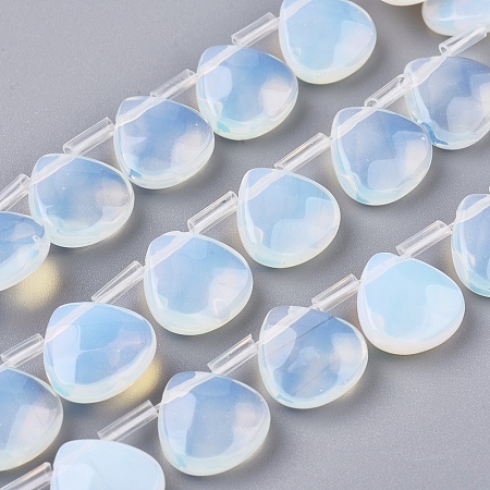 Arricraft Opalite Beads Strands, Faceted, Teardrop, 13x13x5mm, Hole: 0.6mm, about 30pcs/strand, 13.98 inches(35.5cm)