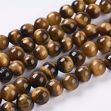 ARRICRAFT Natural Tiger Eye Beads Strands, Dyed, Round, Goldenrod, 4mm