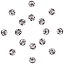 Tibetan Style European Beads, Rondelle, Antique Silver, 11x9mm, Hole: 4.5mm, Total 50pcs/box