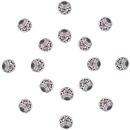 Tibetan Style European Beads, Rondelle, Antique Silver, 11x9mm, Hole: 4.5mm, Total 50pcs/box