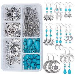 SUNNYCLUE DIY Earrings Making Set Kits, with Alloy Link & Pendants, Synthetic Turquoise Beads, Brass Earring Hooks, Iron Findings, Antique Silver & Platinum