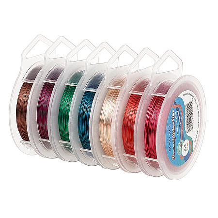 Copper Wire, with Spool, Mixed Color, 0.3mm; about 100m/roll; 7 Colors, 1roll/color, 7rolls/set