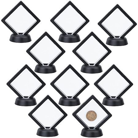 Plastic Picture Display Stands, with TPU Film and Display Stand Base, Black, 20pcs/set