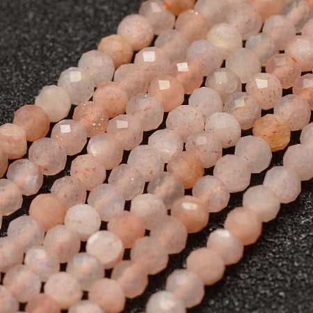 Arricraft Natural Sunstone Beads Strands, Faceted, Round, 2mm, Hole: 0.5mm, about 178pcs/strand, 15.3 inches(39cm)