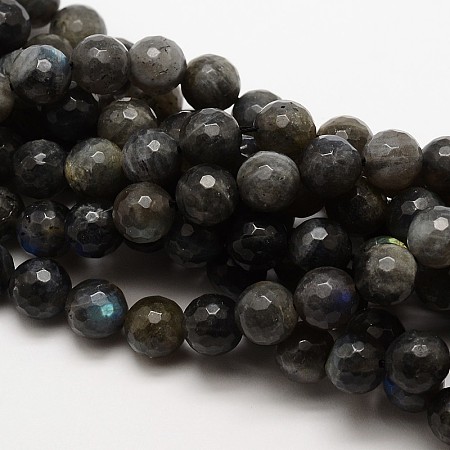 ARRICRAFT Natural Labradorite Round Bead Strands, Faceted, Grade AA, 8mm, Hole: 1mm, about 48pcs/strand, 15.5 inches