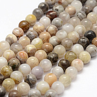Arricraft Natural Bamboo Leaf Agate Beads Strands, Round, 8mm, Hole: 1mm, about 47pcs/strand, 15.3 inches