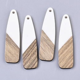 Honeyhandy Resin & Walnut Wood Big Pendants, Bullet, White, 66~66.5x17x3~3.5mm, Hole: 1.6mm