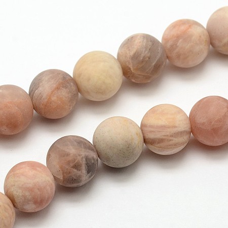 Arricraft Natural Sunstone Frosted Round Bead Strands, 8mm, Hole: 1mm, about 47pcs/strand, 15.0 inches