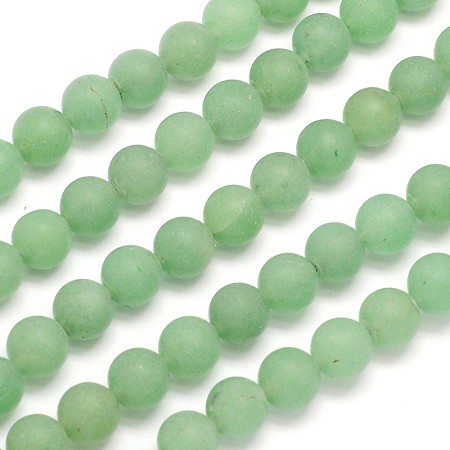 ARRICRAFT Frosted Round Natural Green Aventurine Beads Strands, 6mm, Hole: 1mm, about 65pcs/strand, 15.3 inches