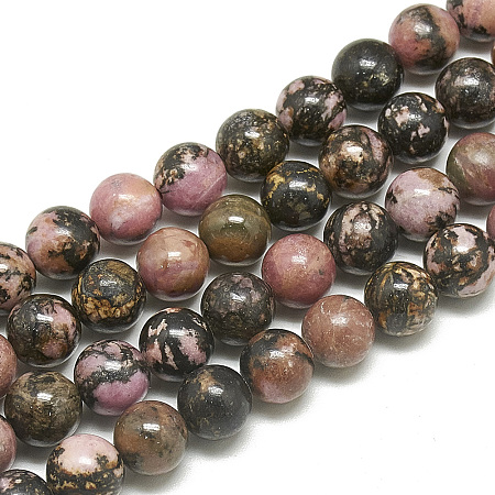 ARRICRAFT Natural Rhodonite Beads Strands, Round, 6mm, Hole: 1mm, about 68pcs/strand, 15.7 inches