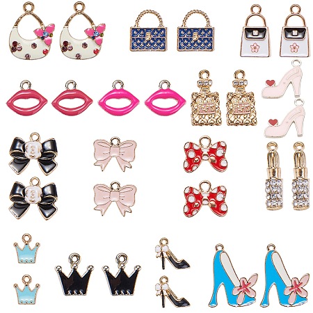 SUNNYCLUE Alloy Pendants, with Enamel and Rhinestone, Mixed Shapes, Mixed Color, 74x72x17mm; 30pcs/box