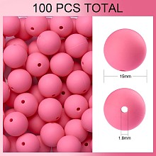 Arricraft 100Pcs Silicone Beads Round Rubber Bead 15MM Loose Spacer Beads for DIY Supplies Jewelry Keychain Making, Hot Pink, 15mm