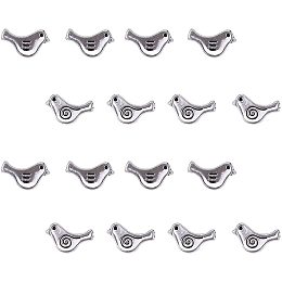 Alloy Tibetan Style Beads, Bird, Antique Silver, 9x15x2.5mm, Hole: 1.5mm, 60pcs/box