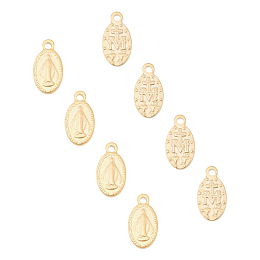 Unicraftale 304 Stainless Steel Pendants, Oval with Virgin Mary, Golden, 15x8x2mm, Hole: 1.5mm, 10pcs/box