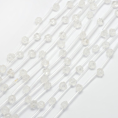 Arricraft Natural Quartz Crystal Beads, Rose, 10x5mm, Hole: 1mm