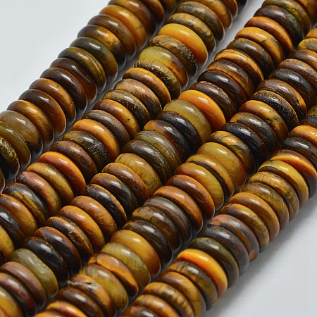 ARRICRAFT Natural Tiger Eye Heishi Beads Strands, Disc/Flat Round, 6x2mm, Hole: 1mm, about 155pcs/strand, 14.96 inches